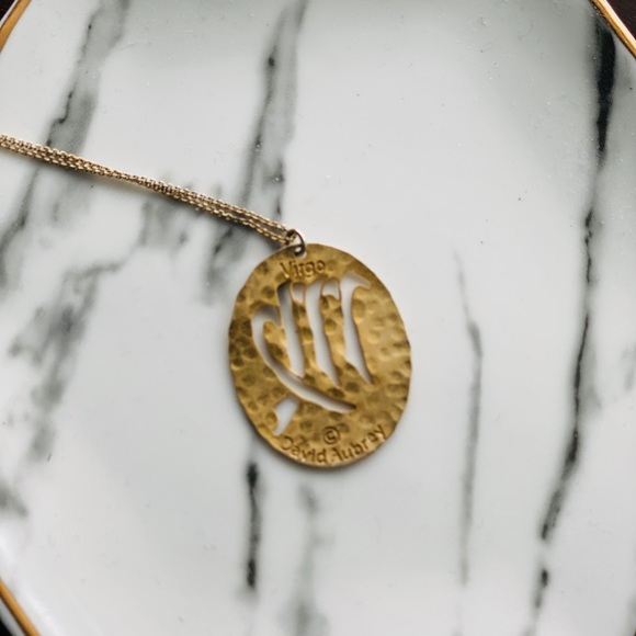 David Aubrey 18K matte gold plated Virgo necklace - Picture 2 of 2